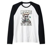 Funny Skeleton Biker Motorcycle, Bone to Be Rebel Rocker Raglan Baseball Tee