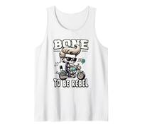 Funny Skeleton Biker Motorcycle, Bone to Be Rebel Rocker Tank Top