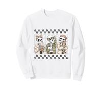 Funny Skeleton Boba Tea Black Cat Bow Cozy Spooky Halloween Sweatshirt