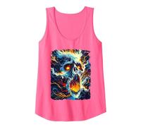 Funny Skeleton Burning Skulls Halloween Men Women Tank Top, Women, Neon Pink, Small