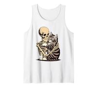 Funny Skeleton Cat Hug Halloween - Cute Spooky Kitty Costume Tank Top
