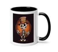 Funny Skeleton Ceramic Coffee Mug with Handle 11 Ounces, Porcelain Mug Coffee Cup Tea Mug Water Cup Ideal for Coffee,Tea,Latte,Cappuccino,Microwave & Dishwasher Safe Unique Gift Cup