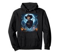 Funny Skeleton Cowboy Under The Bright Full Moon Halloween Pullover Hoodie