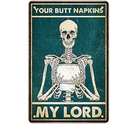 Funny Skeleton Decor Bathroom Wall Decor Vintage Metal Sign - Your Butt Napkins My Lord - Skeleton Wall Art Poster Toilet Paper Decor Room Restroom Kitchen Office Home Decor 8x12Inch