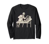 Funny Skeleton Doctor Checkup with Laughing Bones Medical Long Sleeve T-Shirt