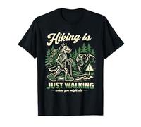 Funny Skeleton Dog Hiking Just Walking Where You Might Die T-Shirt