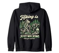 Funny Skeleton Dog Hiking Just Walking Where You Might Die Zip Hoodie
