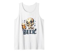 Funny Skeleton Drinking Beer Cartoon Spooky Cheers Tank Top