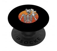 Funny Skeleton Drinking Coffee Halloween Pumpkin Spice Latte PopSockets Adhesive PopGrip