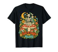 Funny Skeleton Drinking Coffee Mushroom Full of Rage Value Graphic T-Shirt