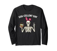 Funny Skeleton Easter Egg Hunt Humor Eggcellent Day Long Sleeve T-Shirt