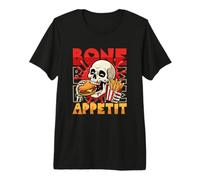 Funny Skeleton Eating Burger Bone Appetit Premium T-Shirt