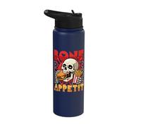 Funny Skeleton Eating Burger Bone Appetit Stainless Steel Insulated Water Bottle