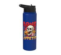 Funny Skeleton Eating Burger Bone Appetit Stainless Steel Insulated Water Bottle