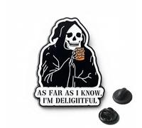Funny Skeleton Enamel Pin - “As Far As I Know, I’m Delightful” Gothic Humor Lapel Pin for Jackets, Bags & Hats - Includes Secure Rubber Backing