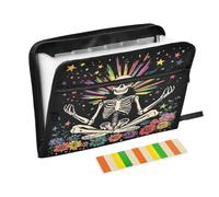 Funny Skeleton Expanding File Folder 13 Pockets Accordion File Organiser Folders for Paperwork A4 Storage Portable Document Organiser Filing Wallet