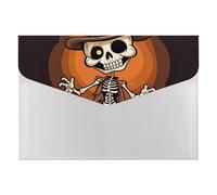 Funny Skeleton File Organizer for Office,6 Pockets Expanding File Folder, Portable Accordion Folders for Desktop, Waterproof Paper Bill Receipt Organizer for Business