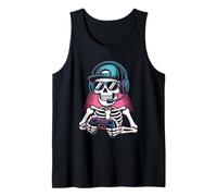 Funny Skeleton Gamer Tee Gaming Headset Gamepad Video Games Tank Top
