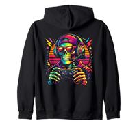 Funny Skeleton Gamer Tee Gaming Headset Gamepad Video Games Zip Hoodie