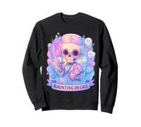 Funny Skeleton Ghost Nurse Haunting On Call Halloween Nurses Sweatshirt