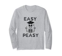 Funny Skeleton Graduation Easy Peasy Sarcasm Masters PhD Long Sleeve T-Shirt
