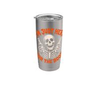 Funny Skeleton Im Just Here for The Boos Halloween Drinking Stainless Steel Insulated Tumbler