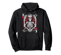 Funny Skeleton King Of Hearts Halloween Playing Card Poker Pullover Hoodie