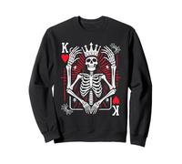 Funny Skeleton King Of Hearts Halloween Playing Card Poker Sweatshirt