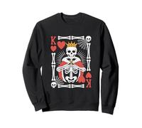 Funny Skeleton King Of Hearts Halloween Playing Card Poker Sweatshirt