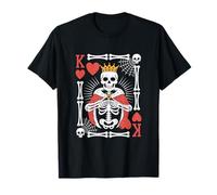 Funny Skeleton King Of Hearts Halloween Playing Card Poker T-Shirt