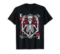 Funny Skeleton King Of Hearts Halloween Playing Card Poker T-Shirt