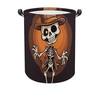 Funny Skeleton Laundry Basket with Handles, Laundry Hamper with Internal Support, Foldable Waterproof Clothes Hamper 44x44cm for Bedroom, Bathroom, Laundry Room, Living Room