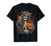Funny Skeleton Monster Costume Halloween Pumpkin Party T-Shirt