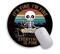Funny Skeleton Mouse Pad, Cute Skull Small Mouse Pads for Desk, Round Travel Mousepad for Wireless Mouse Gaming Work Laptop, Gothic Mini Computer Mouse Mat, Home Decor Office Desk Accessories