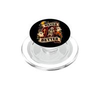Funny Skeleton Never Better Halloween Coffin Ghost Boys Girl PopSockets PopGrip for MagSafe