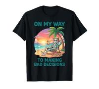 Funny Skeleton On My Way to Making Bad Decisions Beach T-Shirt