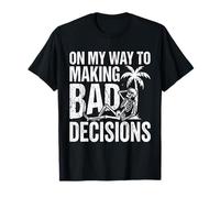 Funny Skeleton On My Way to Making Bad Decisions Beach T-Shirt