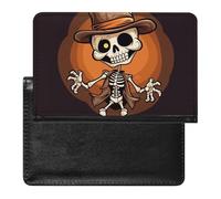Funny Skeleton Passport Holder for Men, PU Leather Passport Cover with Card Slot, Waterproof Passport Protector for Travel, Wallet Protector Case for Women