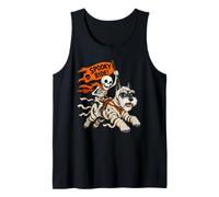 Funny Skeleton Riding Mummy Schnauzer Dog Halloween Tank Top