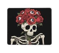 Funny Skeleton Rose Gaming Mouse Pad Non-Slip Rubber Base Square Mouse Mat for Home Computer Mousepad 7 X 8.6 in