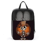 Funny Skeleton Shoe Bags with Zipper, Portable Shoe Organizer with Handle, Personalized Shoes Tote Bag for Travel, Waterproof Shoes Carrier, Storage Pouch