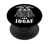 Funny Skeleton Stuck Between IDK IDC IDGAF Halloween Skull PopSockets Adhesive PopGrip