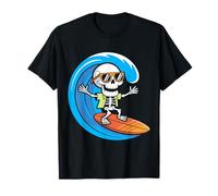 Funny Skeleton Surfing Surfer Surfboard Tropical Ocean Beach T-Shirt