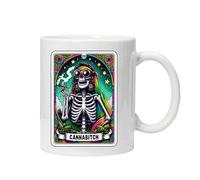 Funny Skeleton Themed Tarot Cards Ceramic Mug - Various Designs - Reusable, Coffee- Comes Noxed Ready for Gifting (Cannabitch)