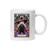 Funny Skeleton Themed Tarot Cards Ceramic Mug - Various Designs - Reusable, Coffee- Comes Noxed Ready for Gifting (The Witch)