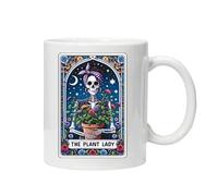Funny Skeleton Themed Tarot Cards Ceramic Mug - Various Designs - Reusable, Coffee- Comes Noxed Ready for Gifting (The Plant Lady)