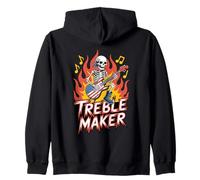 Funny Skeleton Treble Maker Rock Guitarist Zip Hoodie