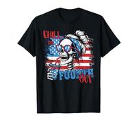 Funny Skeleton US Flag 4th Of July Cute Chill The Fourth Out T-Shirt