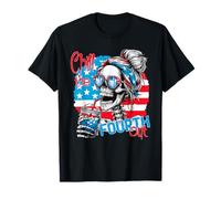 Funny Skeleton US Flag 4th Of July Cute Chill The Fourth Out T-Shirt