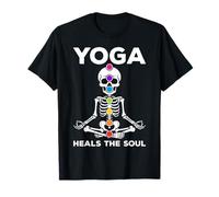 Funny Skeleton Yoga Peace Heals Soul Meditate Pilates Chakra T-Shirt